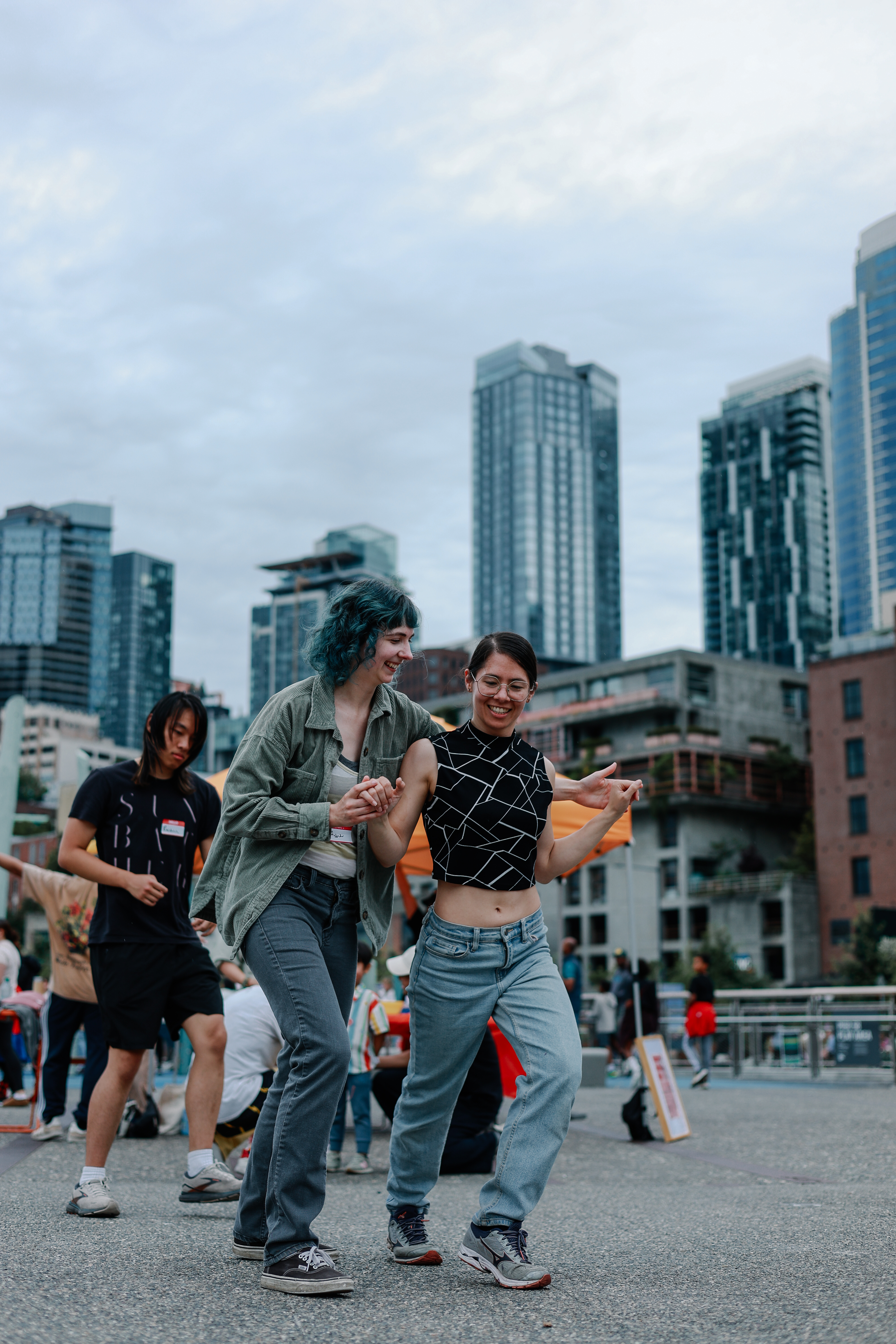 Community members dancing at Hustle on the Pier